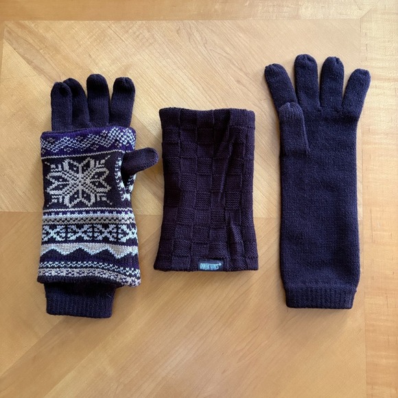 Muk Luks Winter Accessories Set Hat, Scarf, Gloves Fingerless Mittens Nordic - Picture 5 of 10